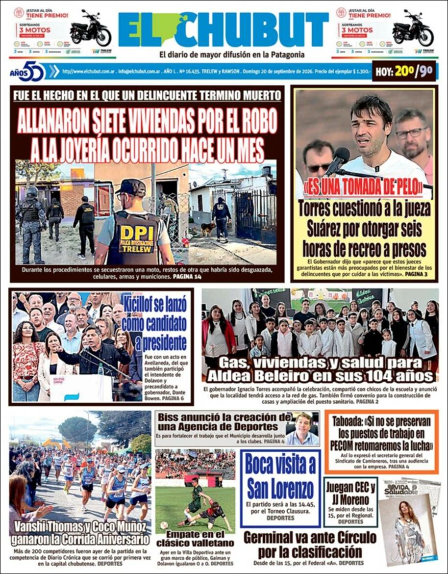 Media Panel - Developments and Systems | RADIO CLUB EVENTOS - Tapa del diario El Chubut