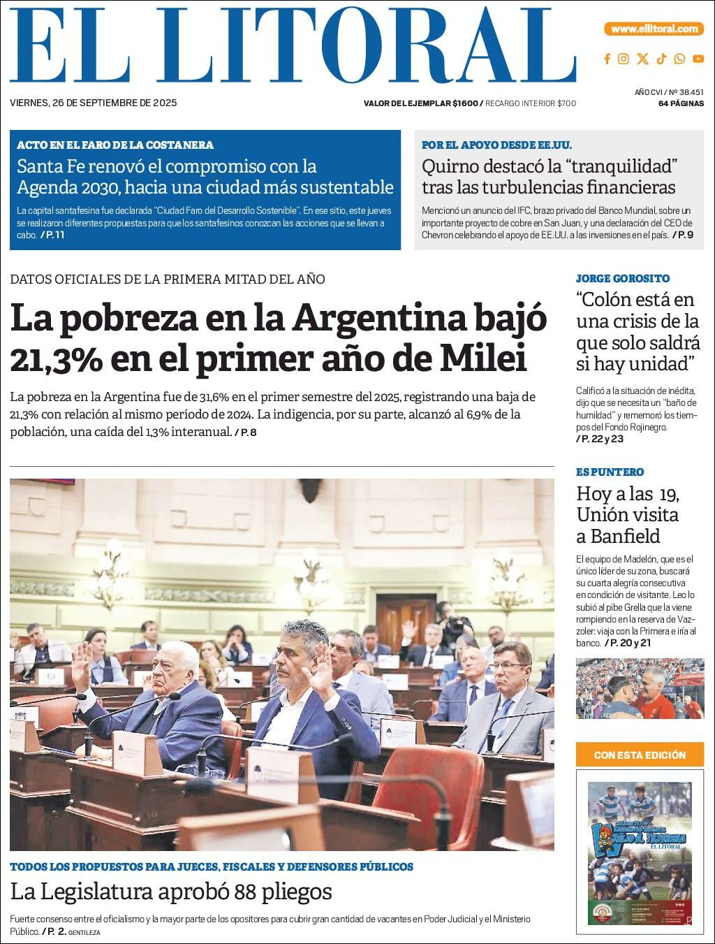 Media Panel - Developments and Systems | RADIO CLUB EVENTOS - Tapa del diario Litoral