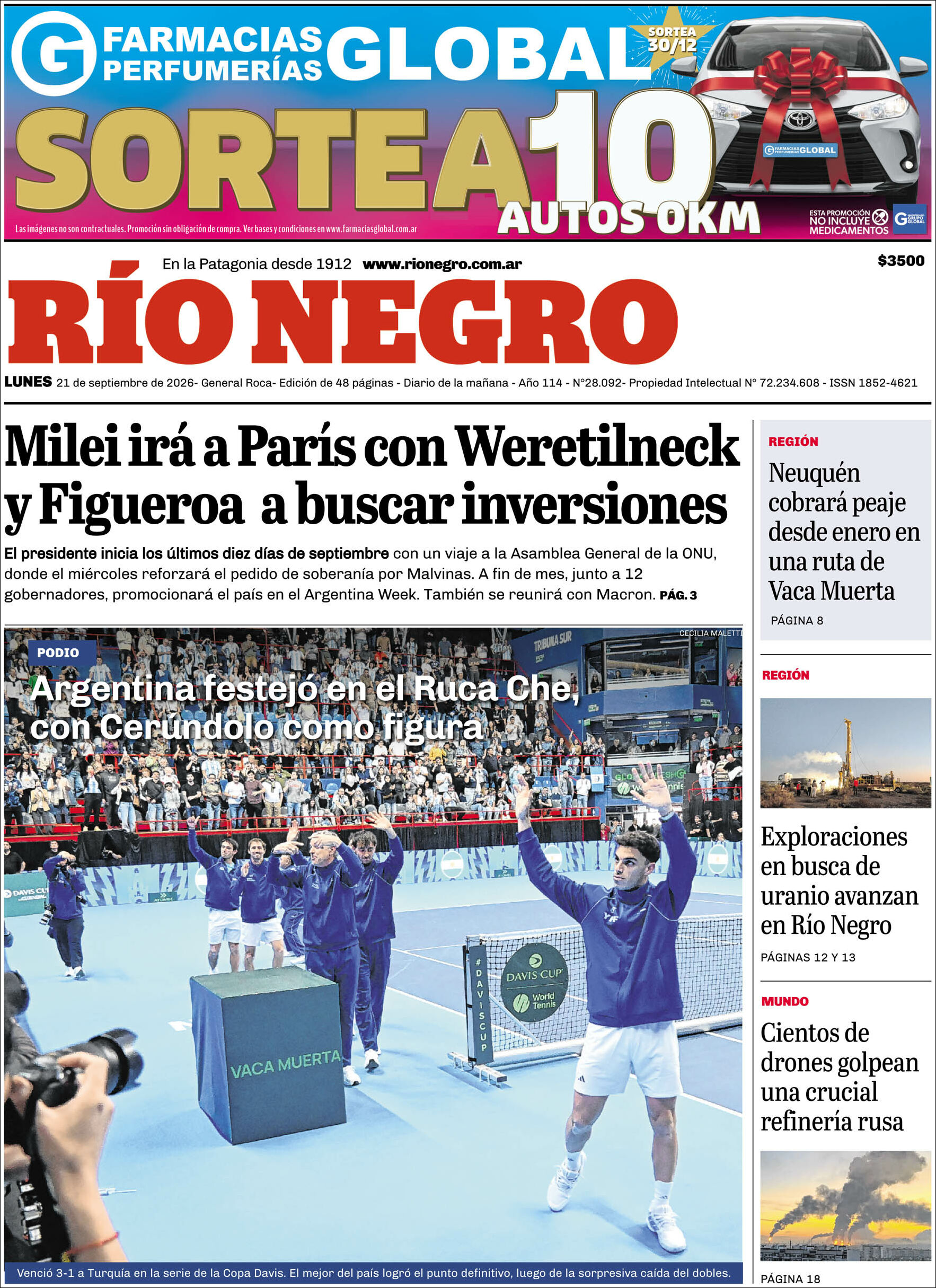 Media Panel - Developments and Systems | RADIO CLUB EVENTOS - Tapa del diario Rio Negro