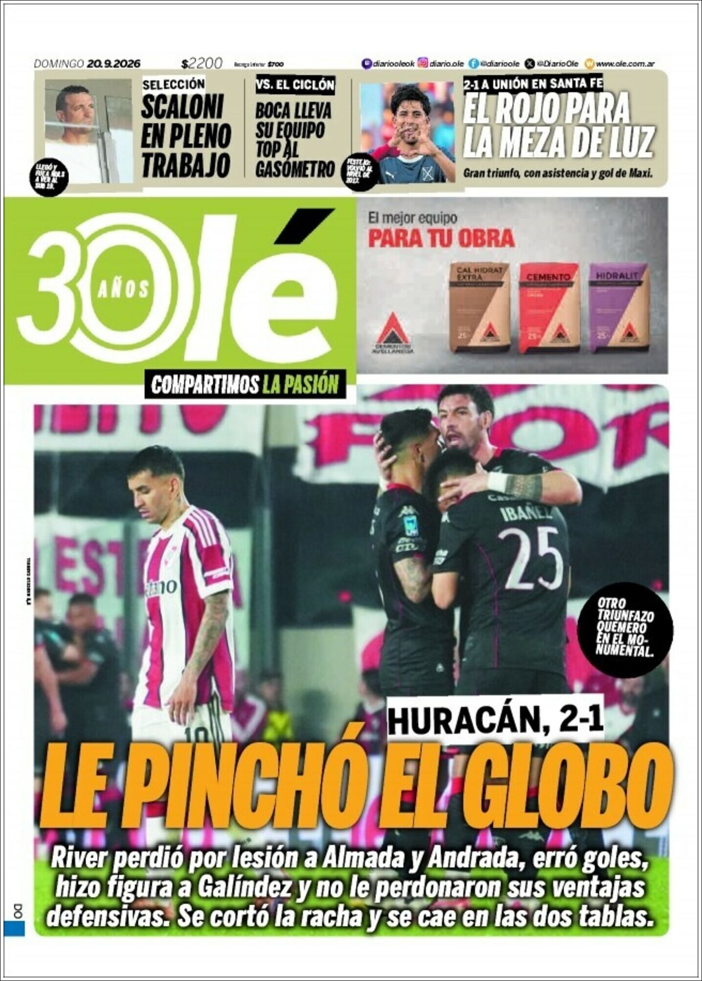 Media Panel - Developments and Systems | RADIO CLUB EVENTOS - Tapa del diario Ole